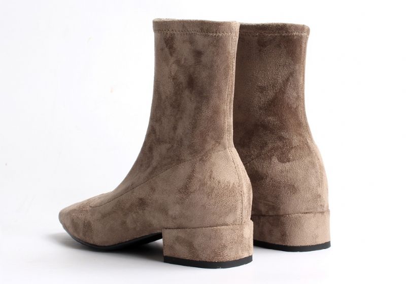 Bevin Dames Velvet Stretch Boots - khaki