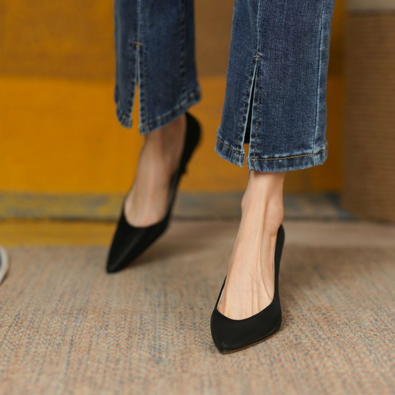 Bianca Dames Puntige Teen Dunne Hoge Hakken Pumps - Zwart