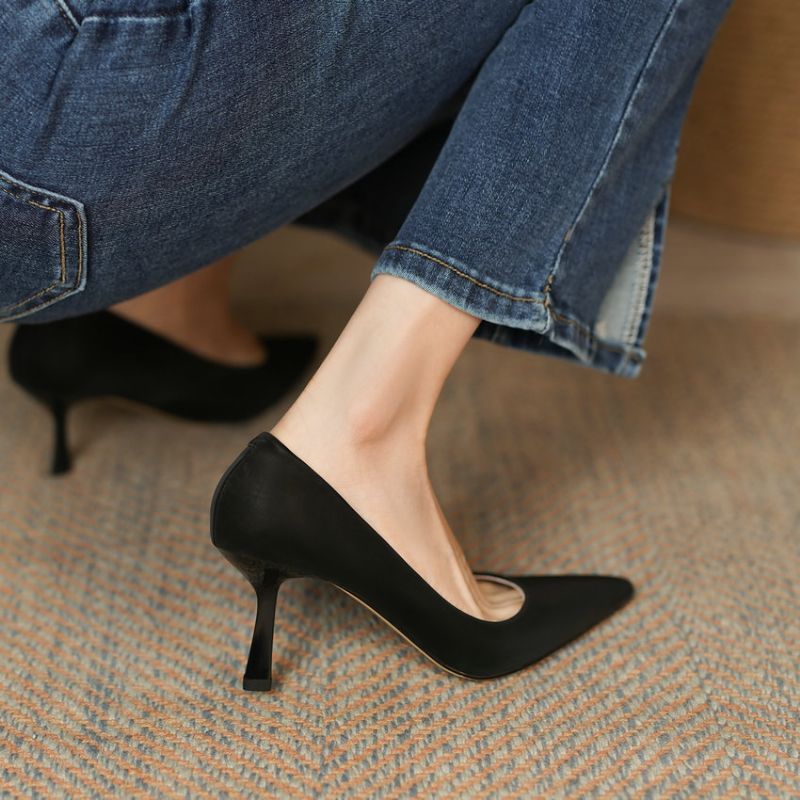 Bianca Dames Puntige Teen Dunne Hoge Hakken Pumps - Zwart