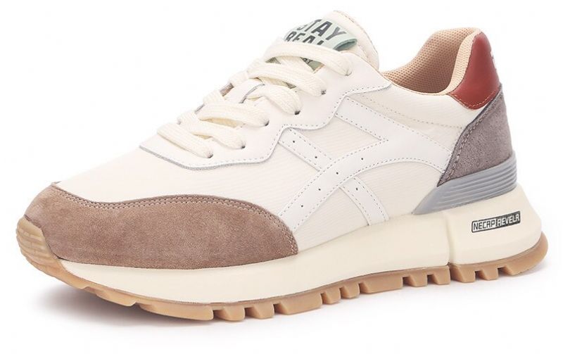 Bianco Dames Leren Casual Sneaker - Abrikoos