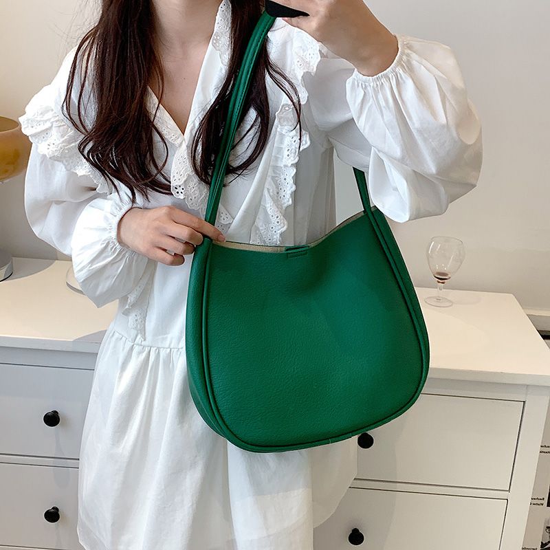 Bilin Dames Leren Bucket Shoulder Handtas - Groen