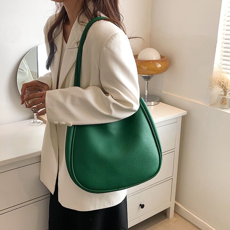 Bilin Dames Leren Bucket Shoulder Handtas - Groen