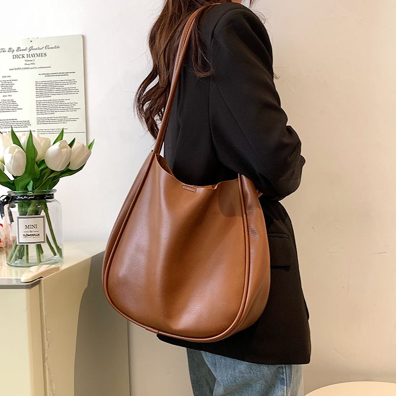 Bilin Dames Leren Bucket Shoulder Handtas - Groen