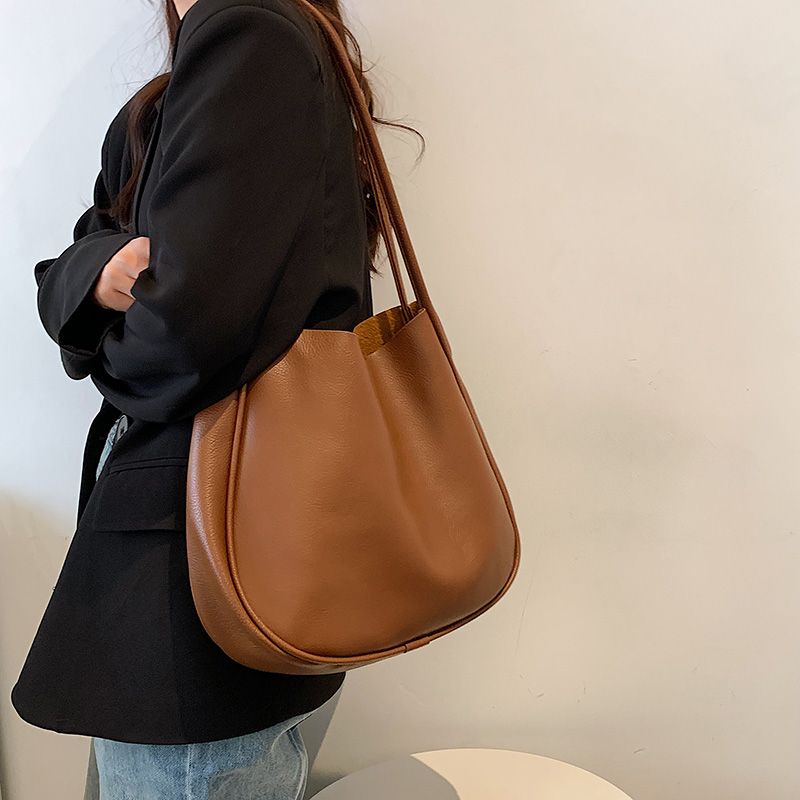 Bilin Dames Leren Bucket Shoulder Handtas - Groen