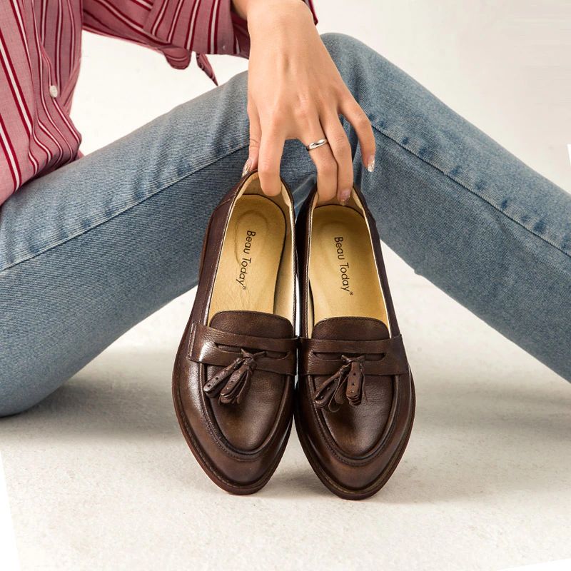 Billy Damesschoenen Met Leren Loafers - Zwart Kort Pluche