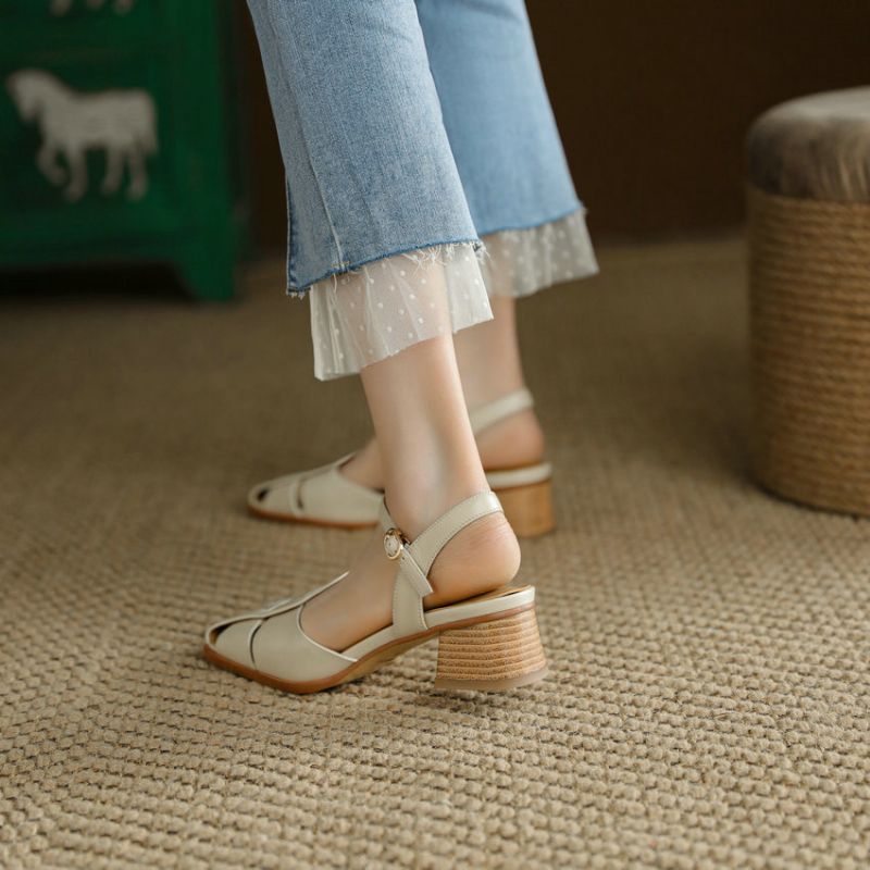 Bilma Casual Sandaal Van Echt Leer Voor Dames - Beige