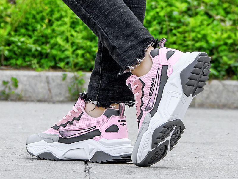 Biondi Dames Mode Sneaker - Lichtgrijs Roze