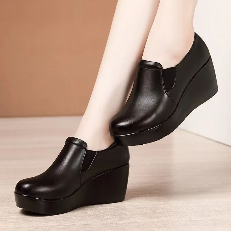 Birginia Dames Platform Wedges Pumps - Zwart zonder Bont