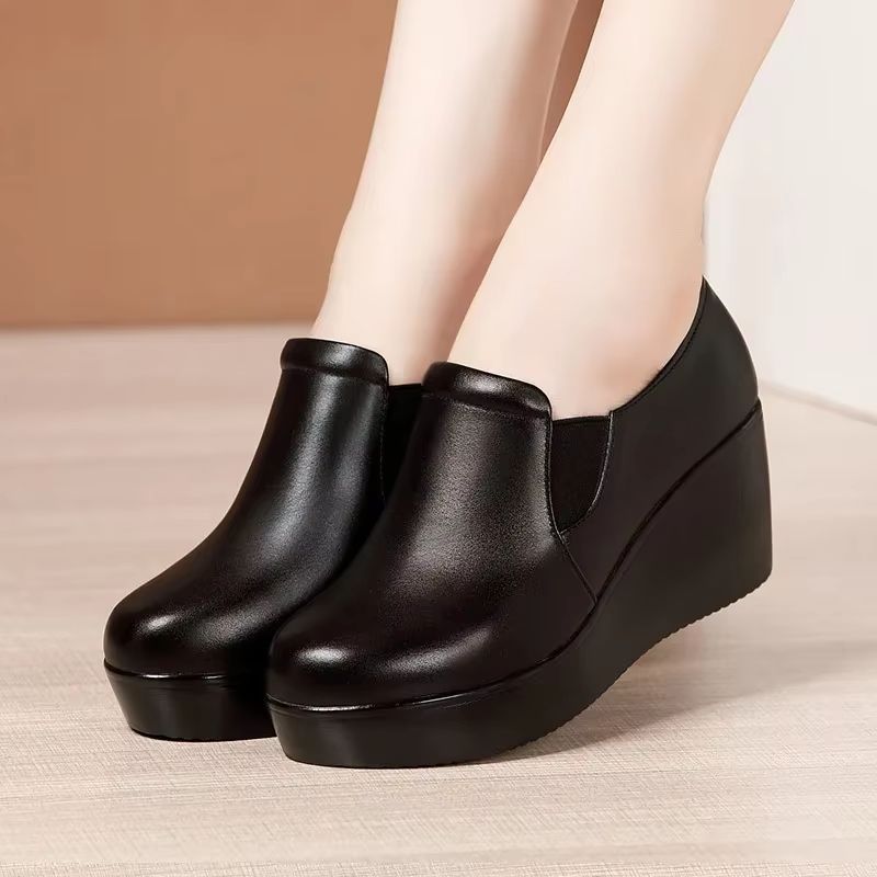 Birginia Dames Platform Wedges Pumps - Zwart zonder Bont