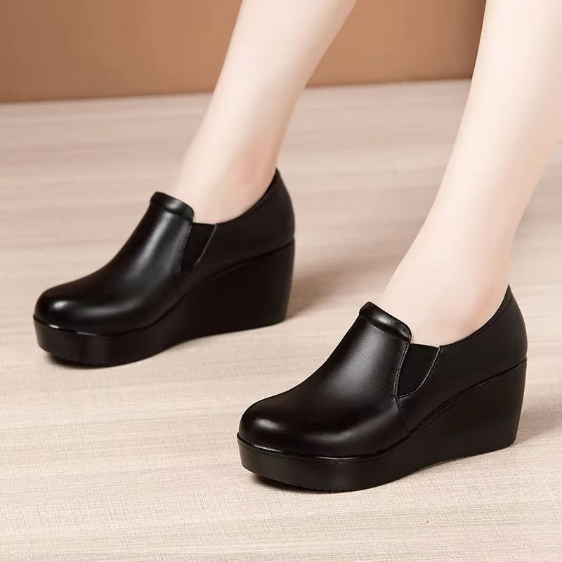 Birginia Dames Platform Wedges Pumps - Zwart zonder Bont