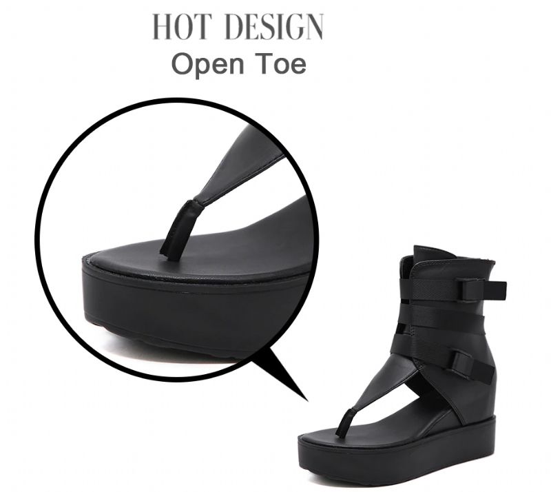 Birny Dames Wedge Sandalen - Zwart