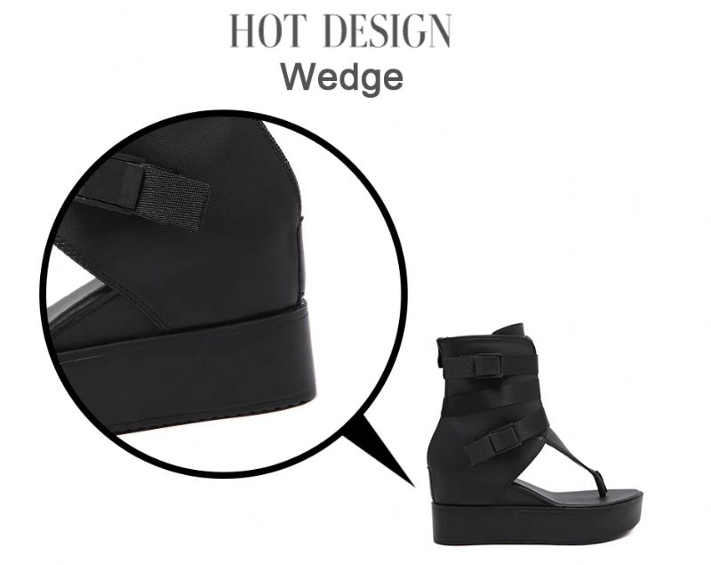 Birny Dames Wedge Sandalen - Zwart