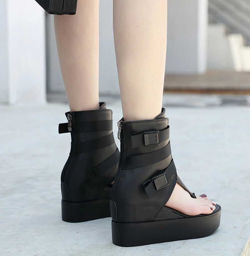 Birny Dames Wedge Sandalen - Zwart