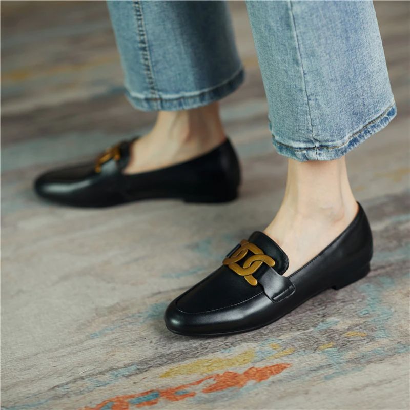 Borda Dames Platte Loafer Schoenen - Zwart