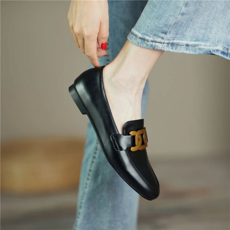 Borda Dames Platte Loafer Schoenen - Zwart