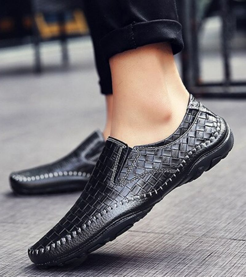 Borgon Heren Loafers Casual Schoenen - Zwart