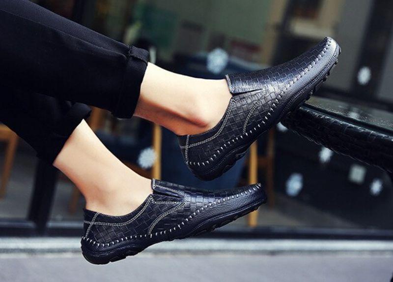Borgon Heren Loafers Casual Schoenen - Zwart