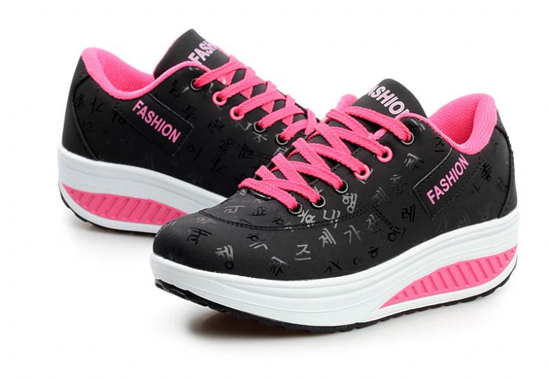 Bowie Dames Platform Wandelschoenen - Zwart