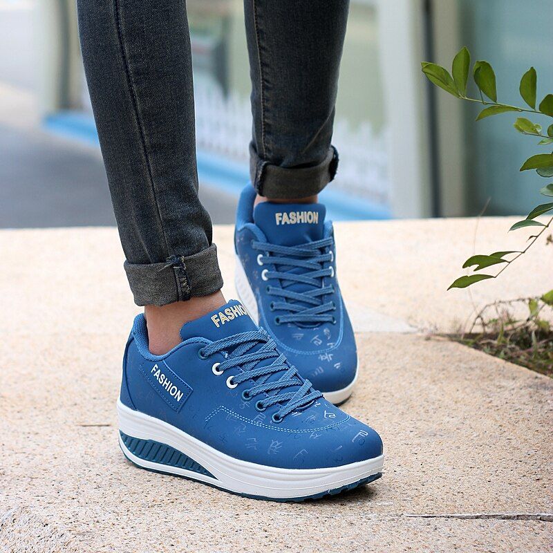 Bowie Dames Platform Wandelschoenen - Zwart