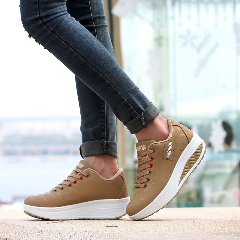 Bowie Dames Platform Wandelschoenen - Zwart