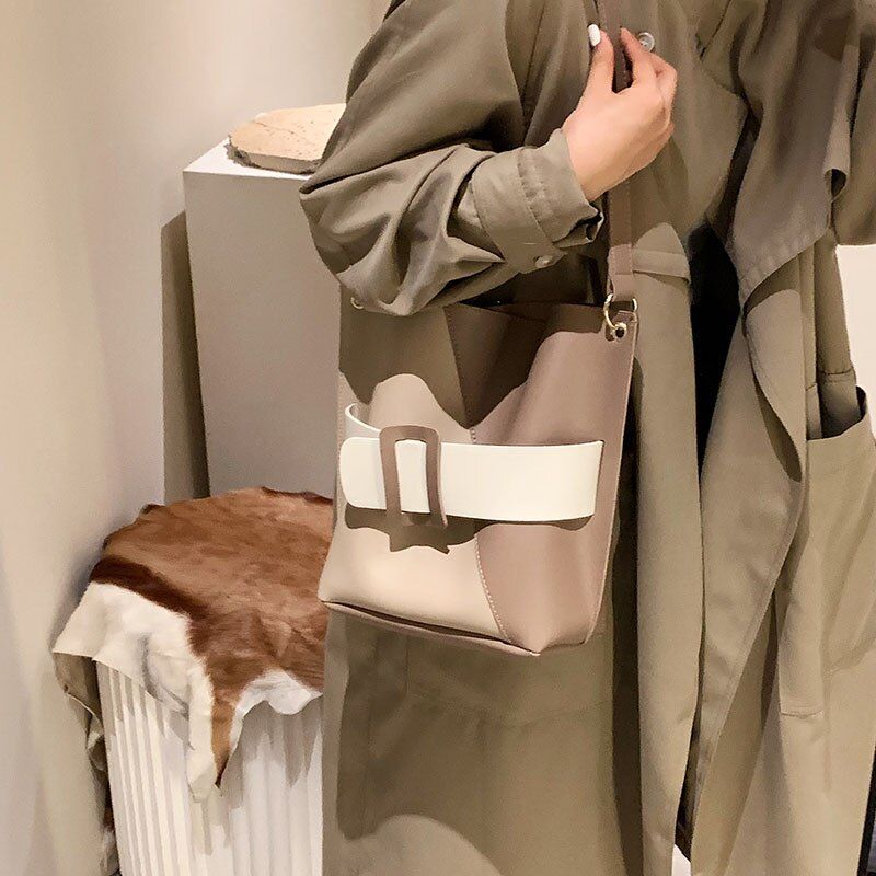 Brando Dames Leren Schouder Handtas - Kaki