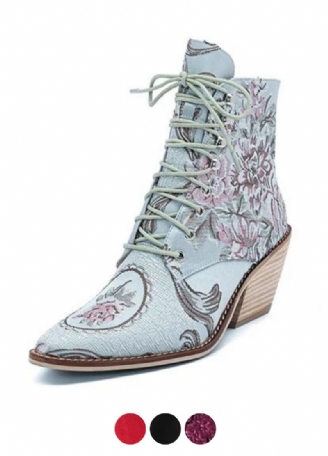 Briana Dames Embroidered Flowers Boots