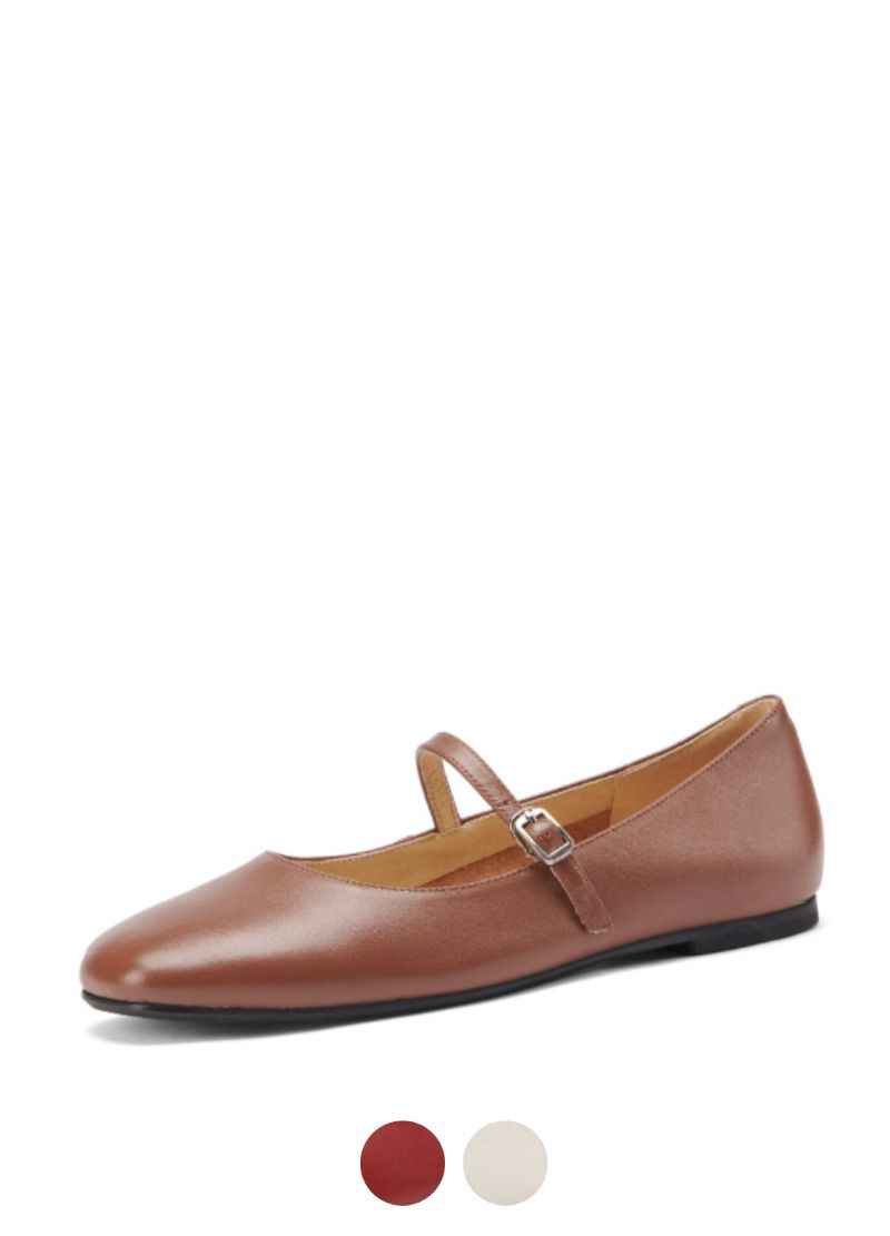 Brindy Ronde Neus Echt Leren Platte Schoenen Voor Dames
