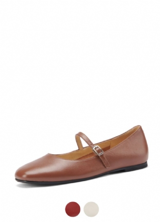 Brindy Ronde Neus Echt Leren Platte Schoenen Voor Dames
