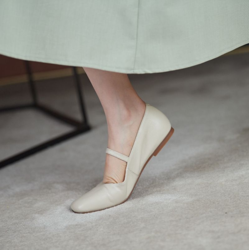 Brindy Ronde Neus Echt Leren Platte Schoenen Voor Dames - Bruin
