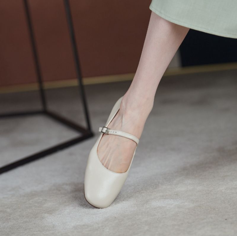 Brindy Ronde Neus Echt Leren Platte Schoenen Voor Dames - Bruin