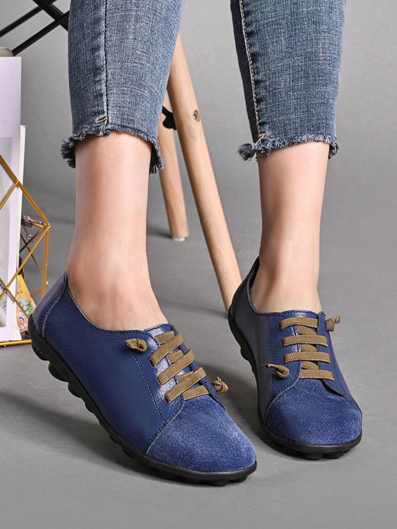 Britany Dames Veterschoenen Leren Loafer Schoenen - Wit