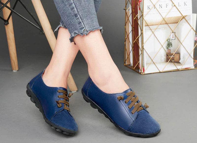 Britany Dames Veterschoenen Leren Loafer Schoenen - Wit