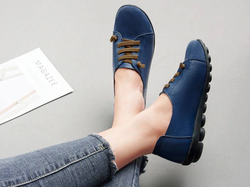 Britany Dames Veterschoenen Leren Loafer Schoenen - Wit