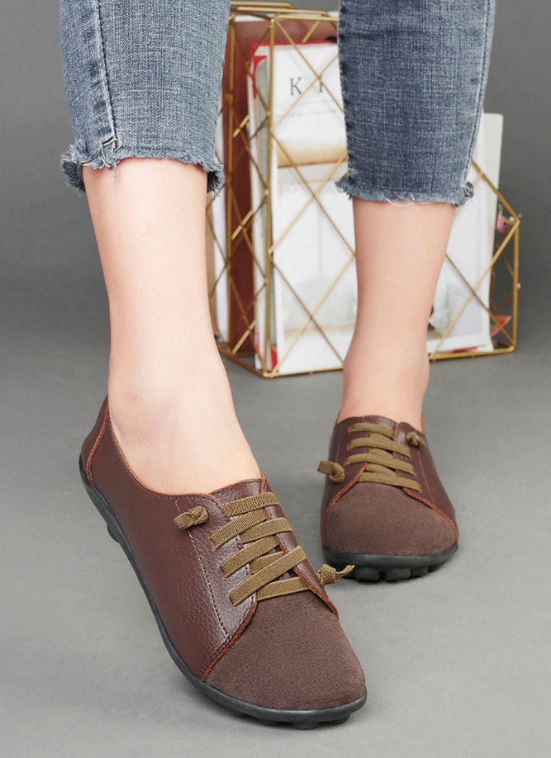 Britany Dames Veterschoenen Leren Loafer Schoenen - Wit