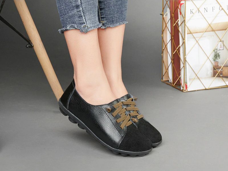 Britany Dames Veterschoenen Leren Loafer Schoenen - Wit