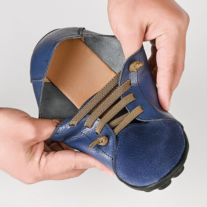 Britany Dames Veterschoenen Leren Loafer Schoenen - Wit