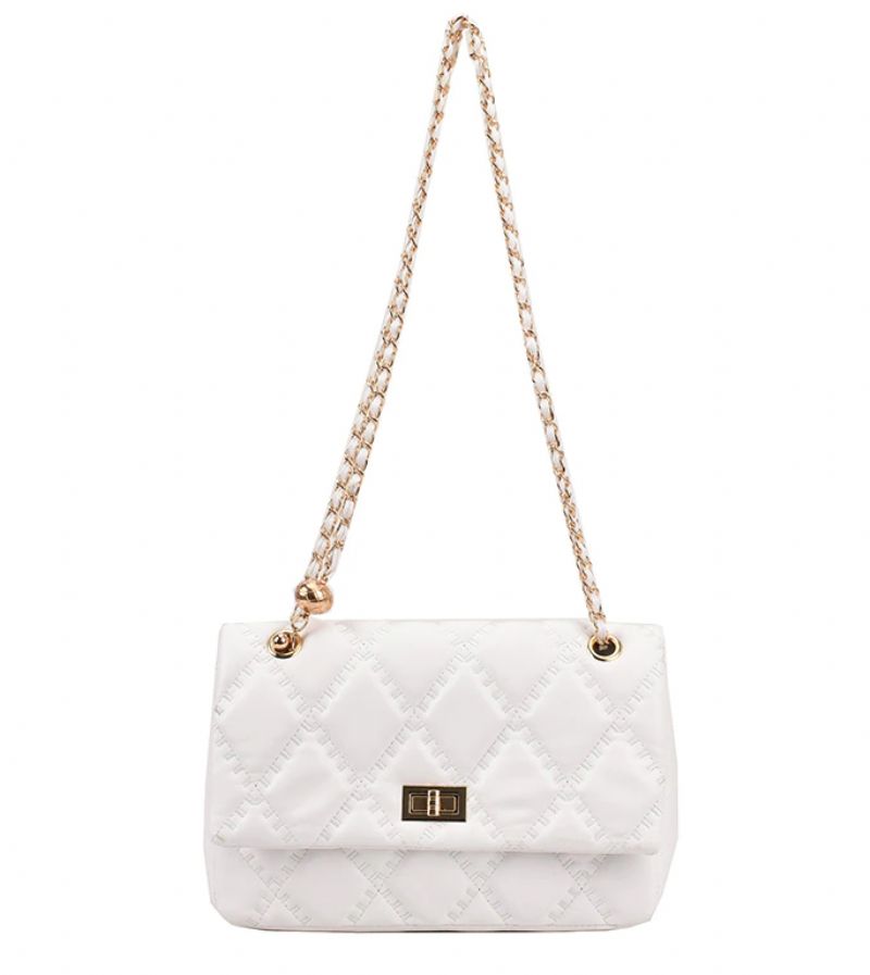Brito Dames Leren Flap Schouder Handtas - Groot Wit