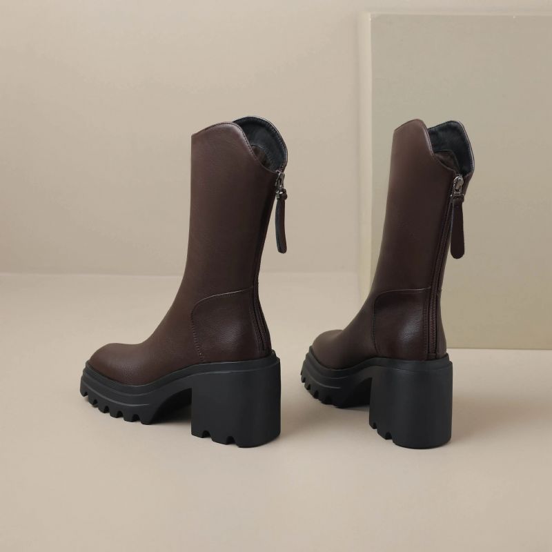 Bruna Dames Mid Calf Laarzen - Bruin