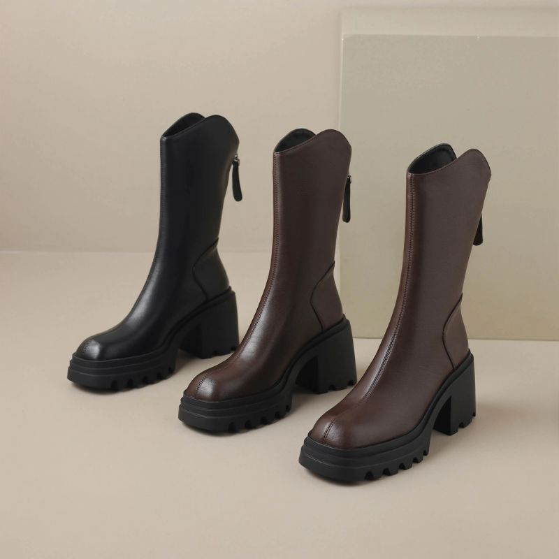 Bruna Dames Mid Calf Laarzen - Bruin