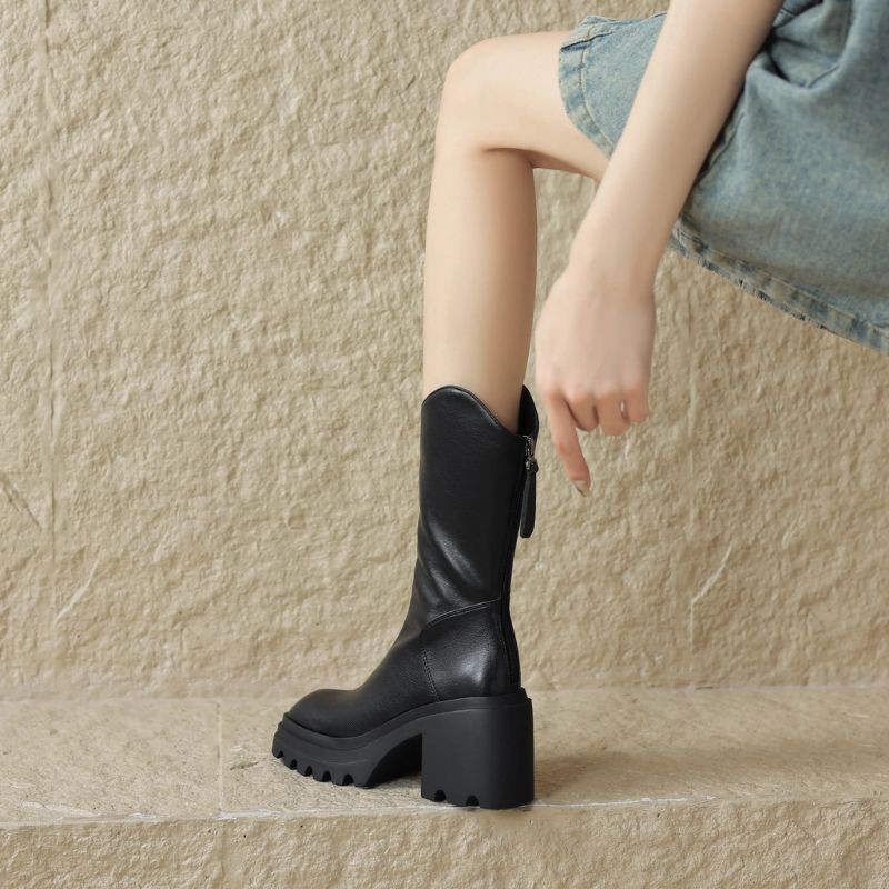 Bruna Dames Mid Calf Laarzen - Bruin