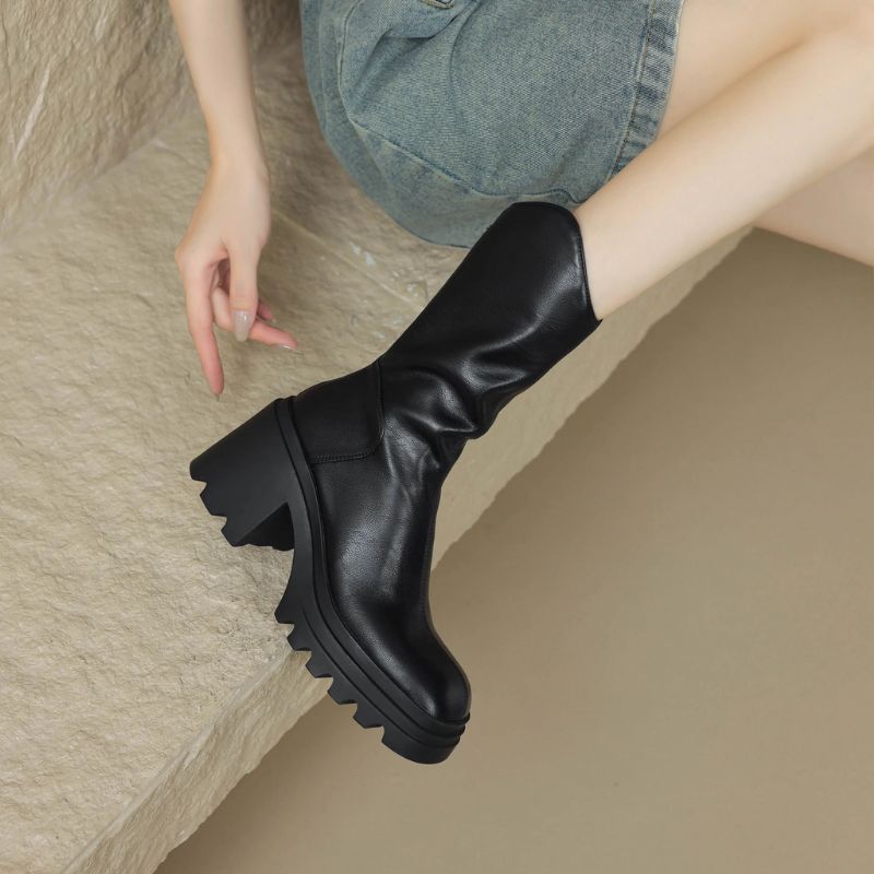 Bruna Dames Mid Calf Laarzen - Bruin