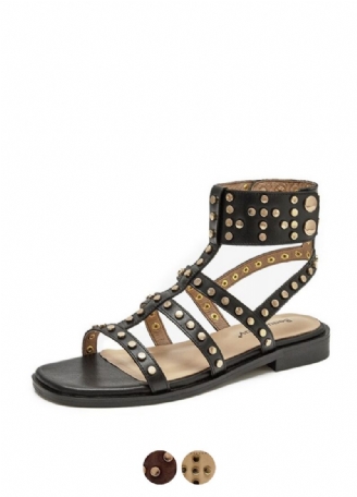 Bryony Leren Gladiator Platte Sandaal Voor Dames