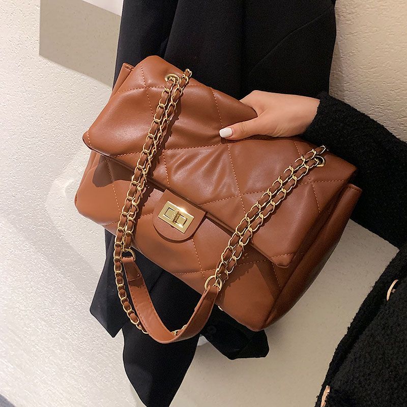 Bubble Dames Grote Leren Crossbody Tassen - Bruin
