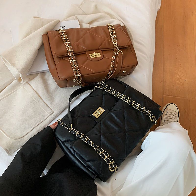 Bubble Dames Grote Leren Crossbody Tassen - Bruin