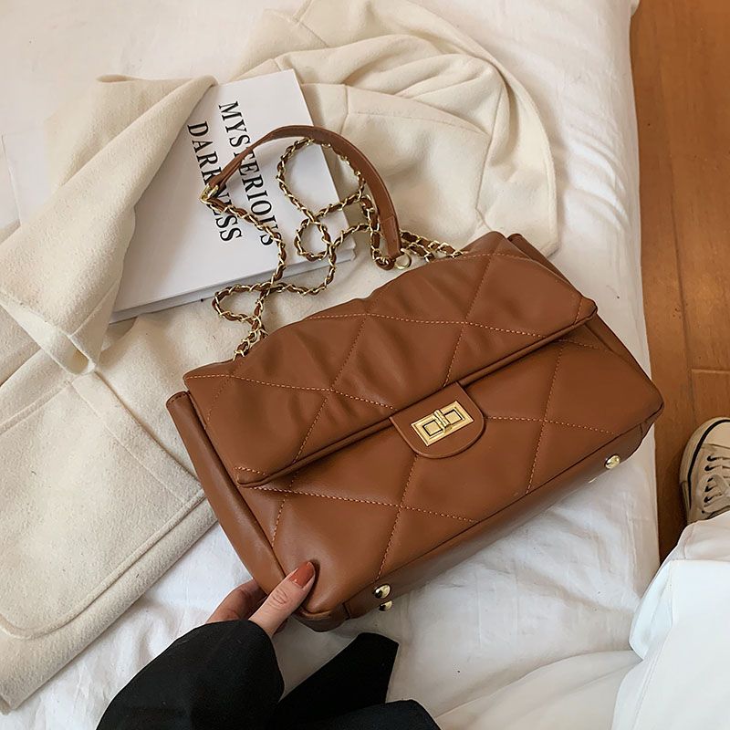 Bubble Dames Grote Leren Crossbody Tassen - Bruin