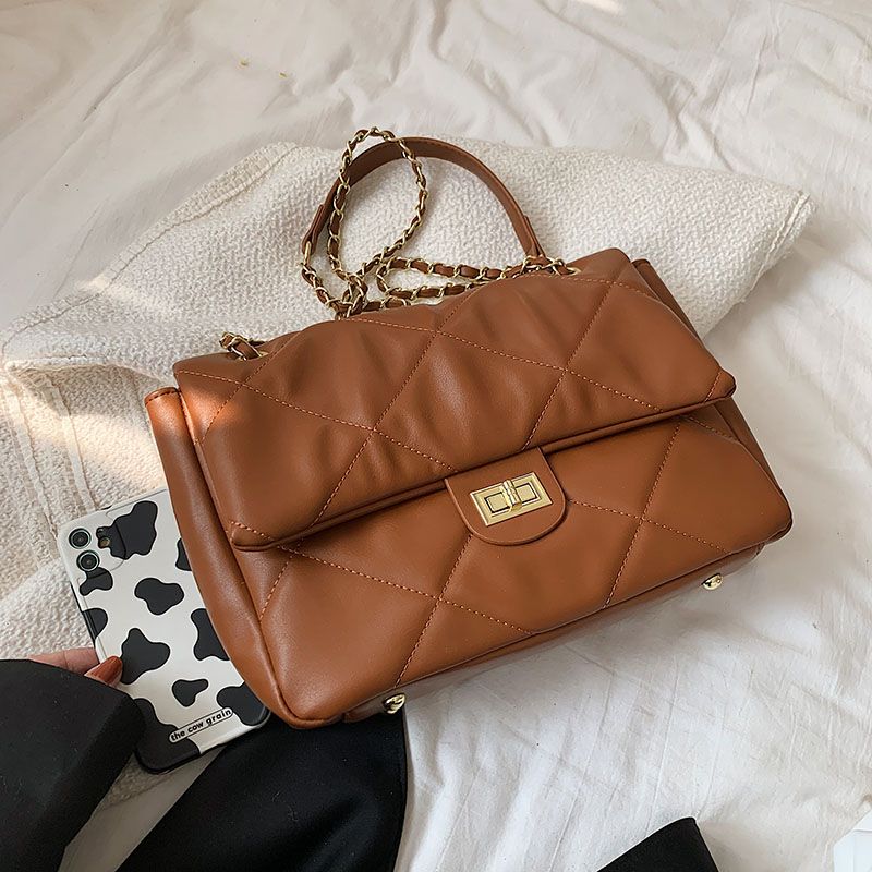Bubble Dames Grote Leren Crossbody Tassen - Bruin