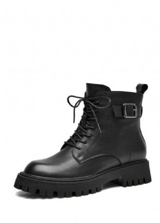 Cahill Dames Leren Platform Enkellaarsjes