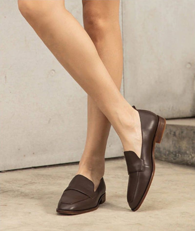 Calixto Dames Casual Slip-on Loafer Schoenen - Koffie