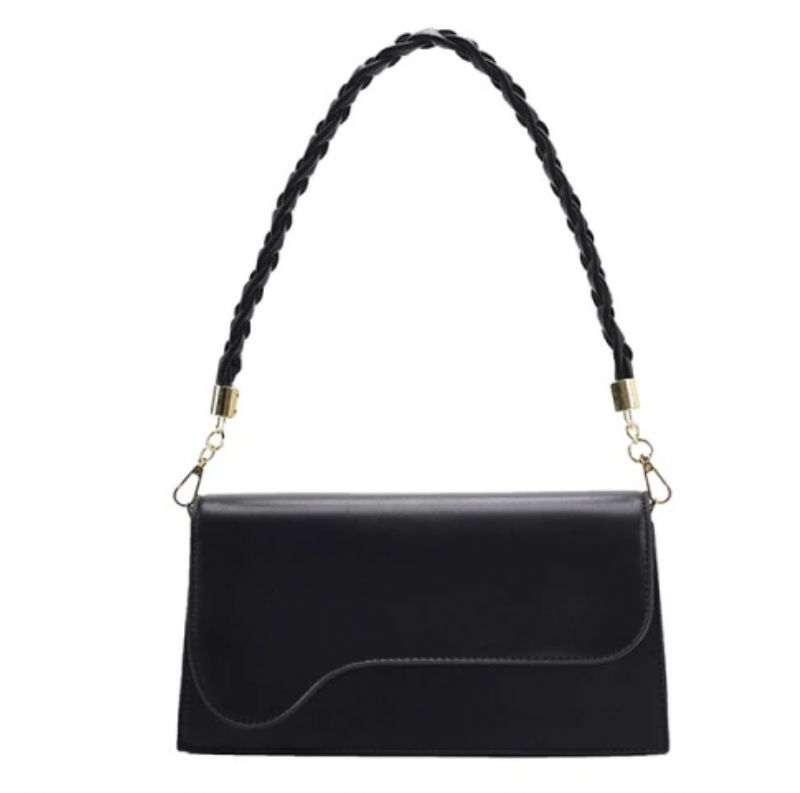 Caly Dames Kleine Leren Schouder Handtas - Zwart