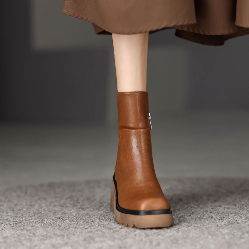 Camacho Dames Platform Kantoor Enkellaarsjes - Bruin